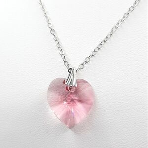 Bianca Stone Swarovski Pink Crystal Heart Necklace New